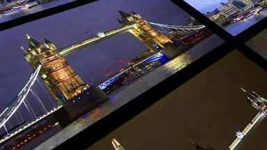 伦敦蒙太奇集合明信片地标性建筑场景伦敦视频墙背景